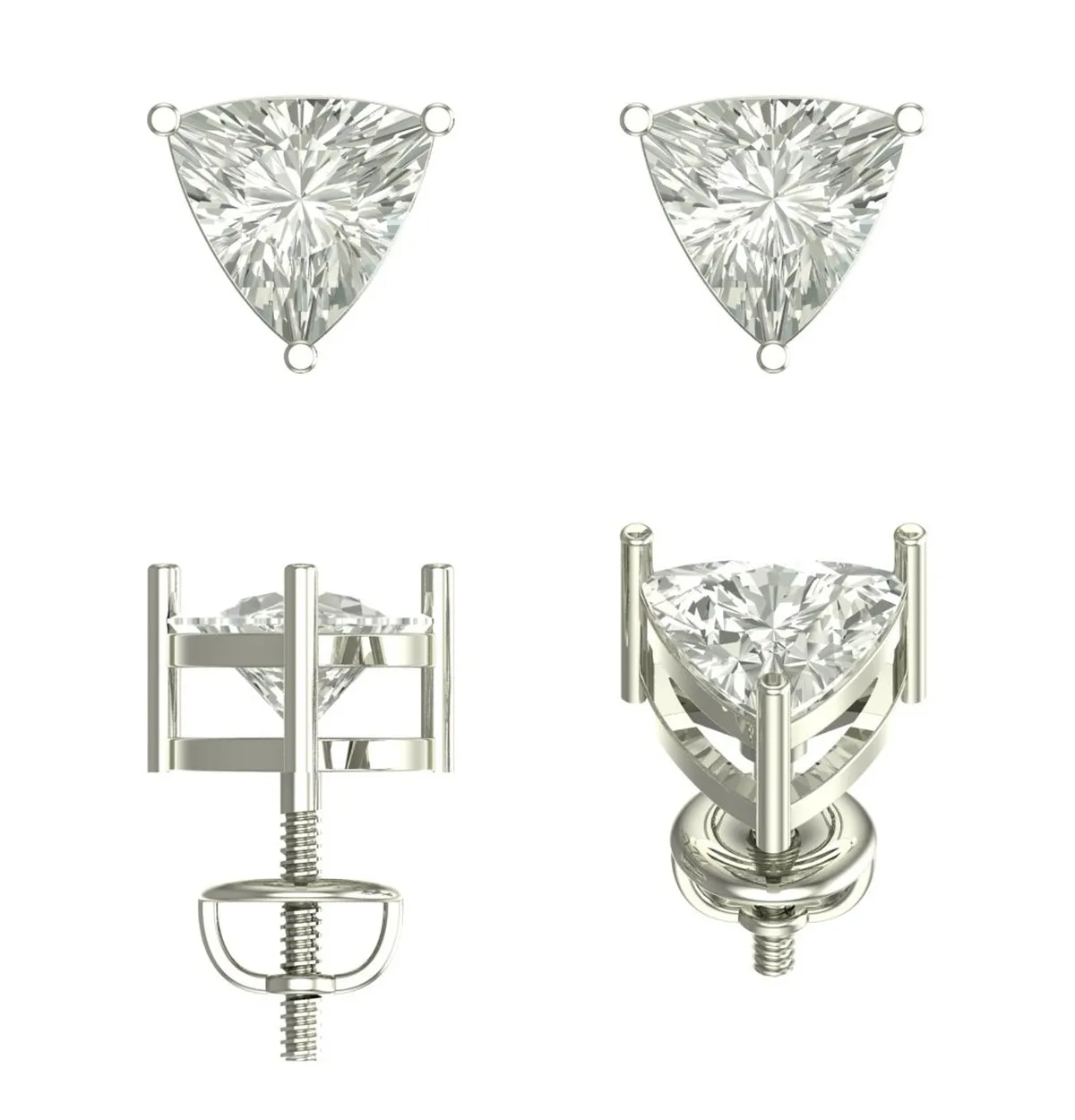 Trillion Diamond Solitaire Earring 